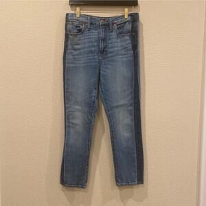 Madewell The High Rise Slim Boyjean Jeans Two Tone Tuxedo Stripe Edition Size 27